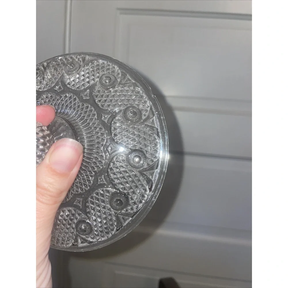 Vintage Candy Dish Bowl With Lid Clear Glass 3 Footed Marked‎ AVON
